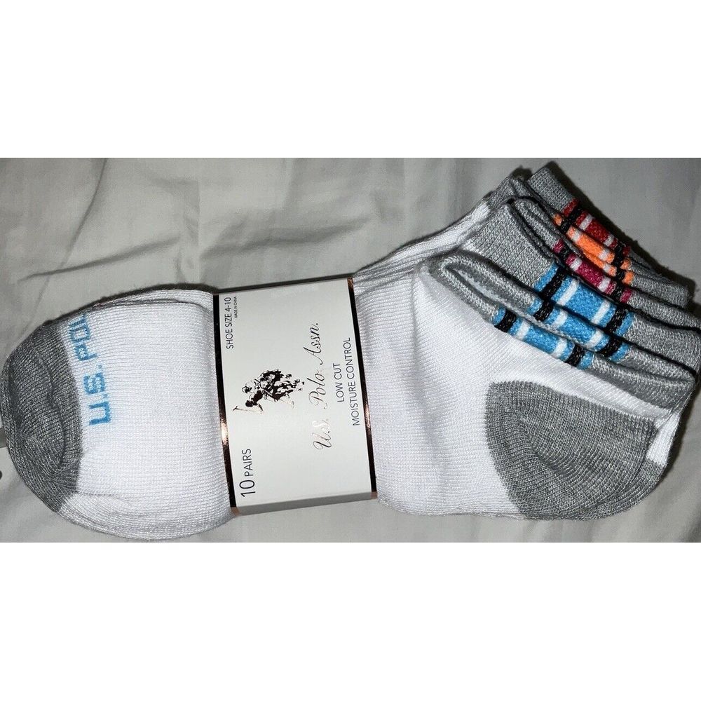 10 Pair of U.S. Polo Assn. Women's Low Cut Moisture Control Socks